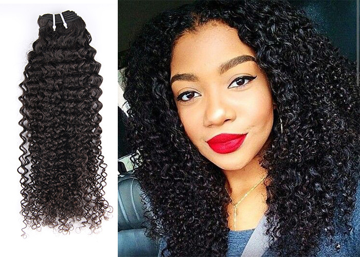 Malaysian Human Hair Weave Grade 6A Virgin Hair Kinky Curly Natural Black Color 1b#
