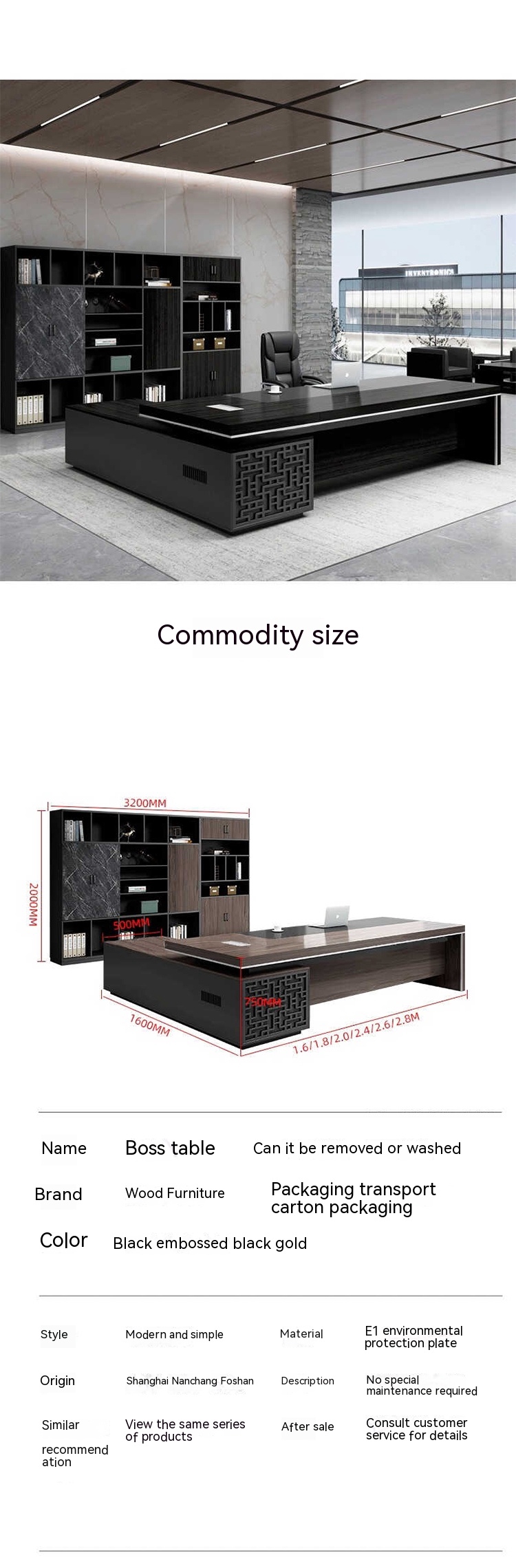 Stylish Boss Desk Manager Office Desk and Chair Combination for Commercial Furniture