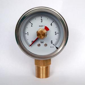 Quality 316 SS Liquid Filled Pressure Gauge 2.5 Inches 6 Bar Oil Manometer Bottom Mount wholesale