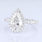 18k Pear Around Full Diamonds Women Ring White Lab Grown Diamond Ring Beautiful