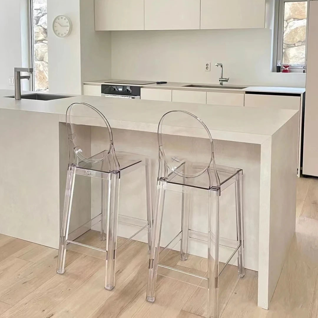 Transparent Clear Acrylic Bar Stools Stackable Plastic Bar Stools With Backs