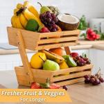 100% Bamboo Kitchen Storage Multifunctional 2 Tier Vegetable Rack