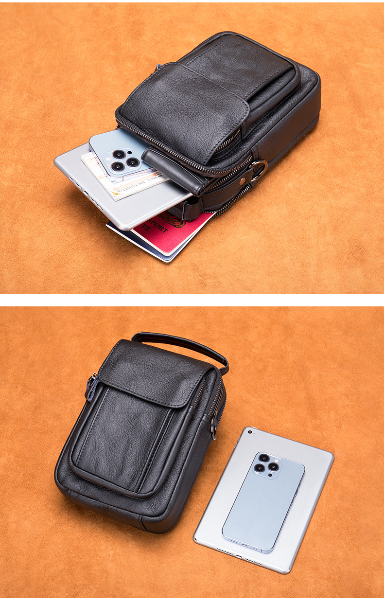 Genuine Leather Men Messenger Bag Vintage Style Calfskin Crossbody Shoulder Bag for Men