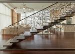 Straight Flight Glass Stair Railings Staircase Interior With Solid Wood Tread
