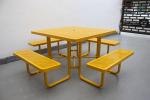 Perforated Steel Metal Outdoor Picnic Tables And Bench For Playground Sports