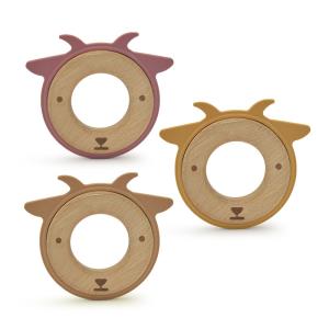 Quality 25cm LFGB Silicone Wood Teething Ring Brooklyn For Infants wholesale