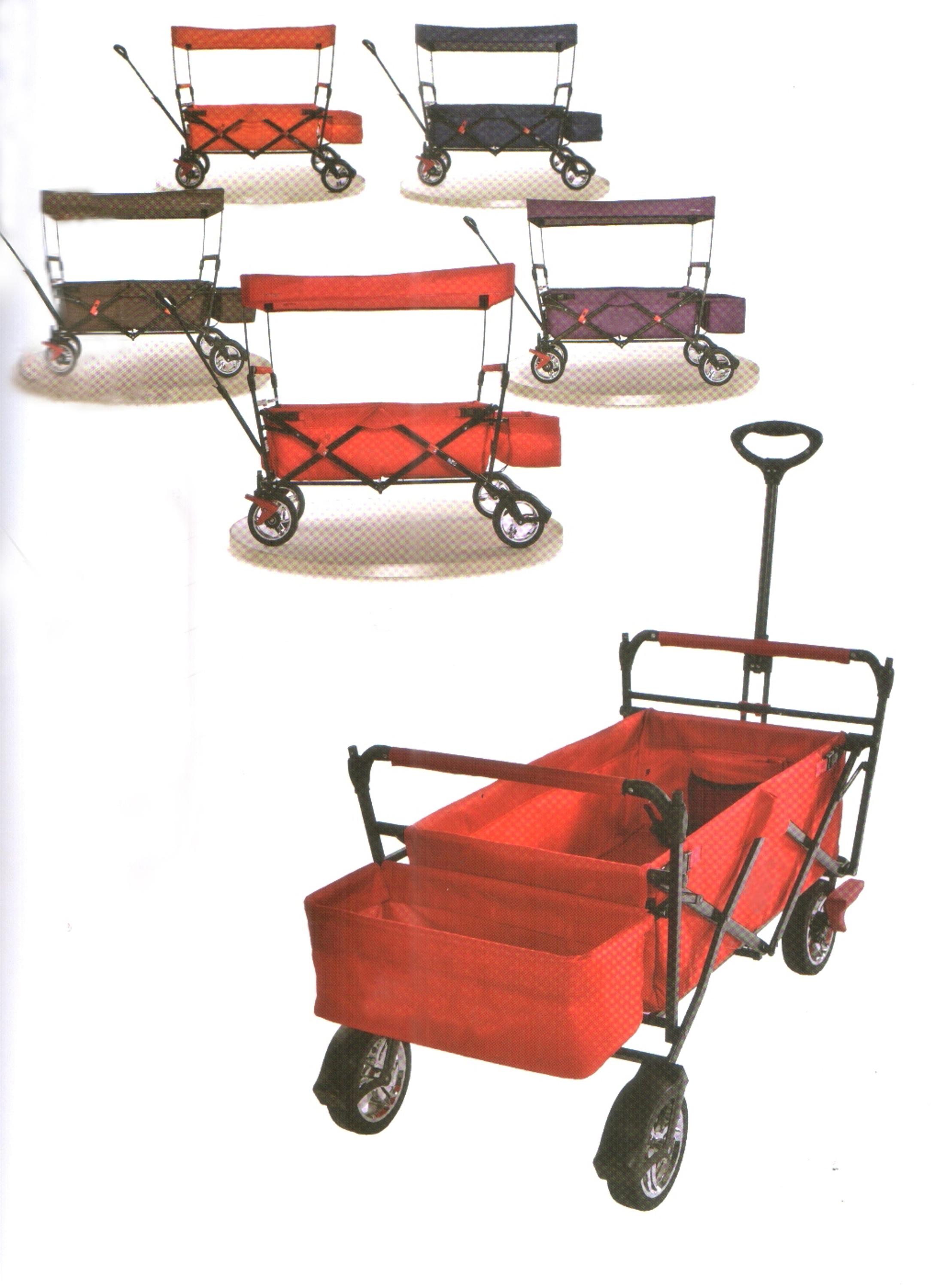 Steel Plastic Four Sided Outdoor Wagon Cart Customizable Folding Wheelbarrow Cart