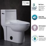 Modern One Piece Skirted Toilet Round Seat White Elongated Comfort Height