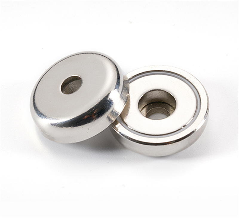 Customized D16 D25 D48 Pot Shape Strong Cup Magnet with Countersunk Hole Base Magnet
