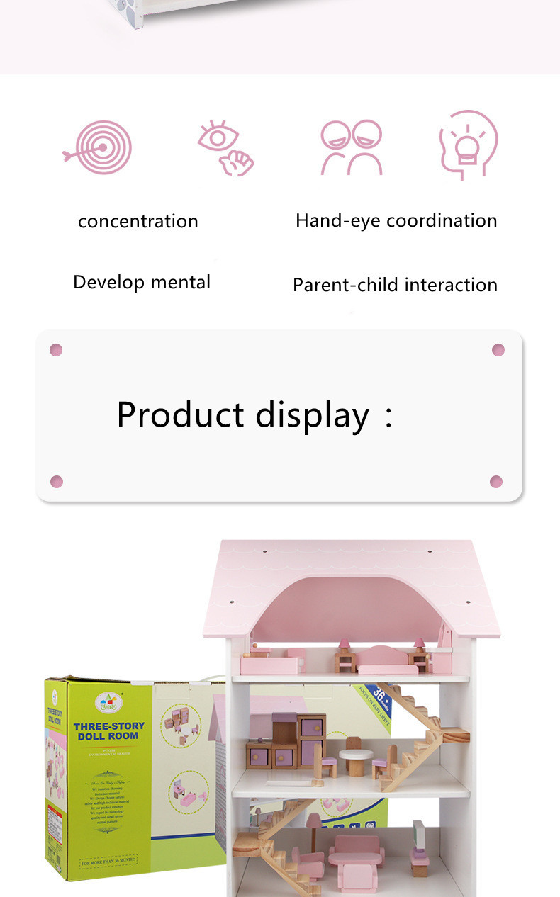 Water Based Coating Mini Wooden Simulation House For Children