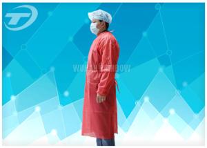 Quality Medical Disposable Lab Coats Breathable Non woven With Shirt Collar Knitted Cuff wholesale