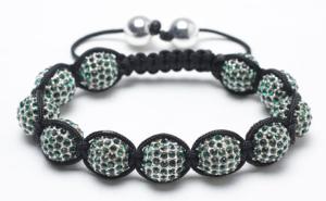 Quality Shamballa Bracelet, Green Crystal Pave Silver Plated Alloy Beads wholesale