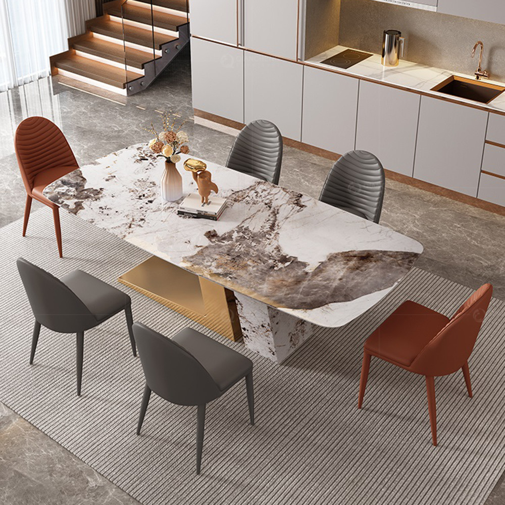 OEM Luxury Marble Dining Table Gold Metal Base Living Room Furniture