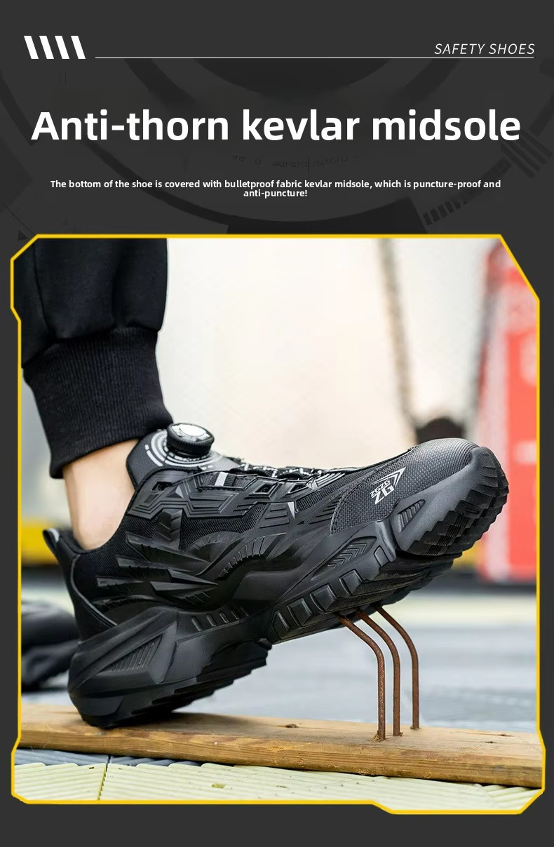 BOA Rotating Button Work Shoes Kevlar Midsole TPU Flying Knit For Enhanced Safety