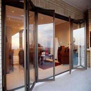 Quality Exterior Frameless Bifold Commercial Aluminum Glass Doors Folding Type With Hardware wholesale