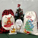 DIY Custom Blank Linen Christmas Drawstring Bags For Sublimation Printing