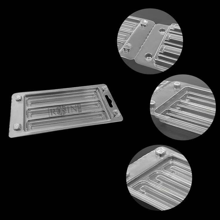Custom Disposable Clear Plastic 3 Cell Rectangular Makeup Brush Clamshell Packaging