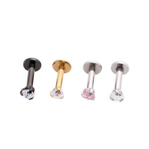 Quality Internally Threaded Labret Piercing Jewelry with Prong Set Gem Top wholesale