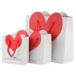 Heart Shape Retail Paper Shopping Bags / Promotional Gift Bags With Cotton Rope