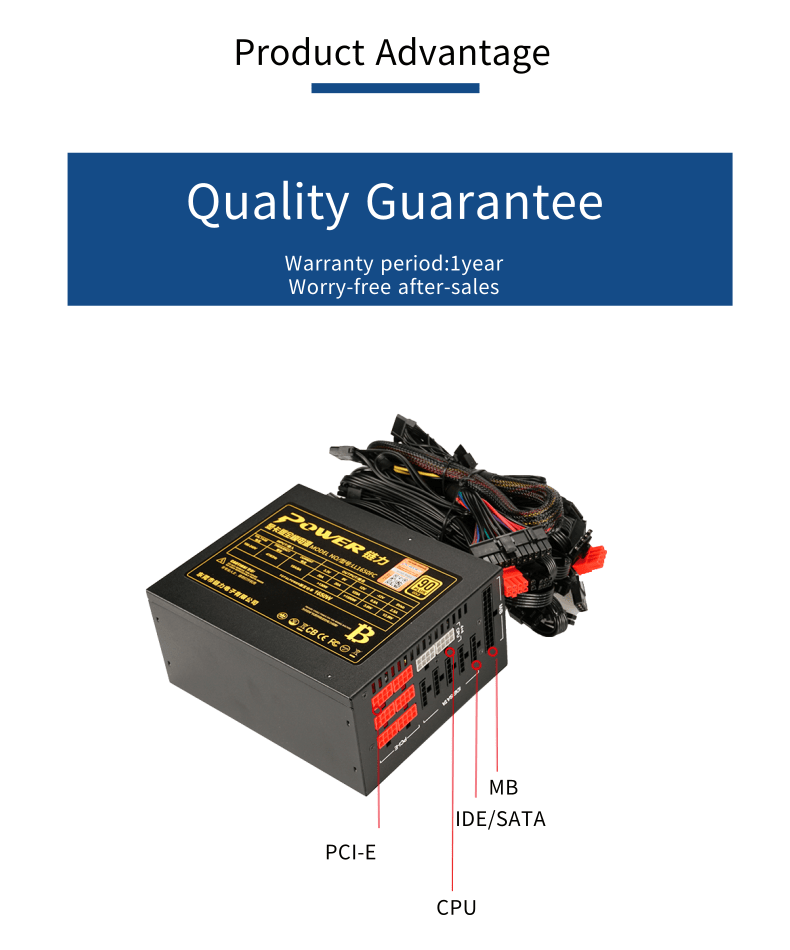 High quality ATX 1650w psu Machine rig coin power supply for GPU ready to ship 90 plus gold