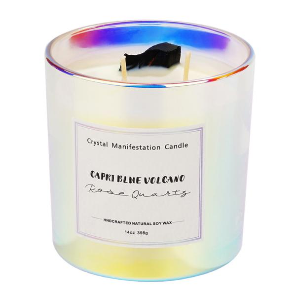 398g 14oz Healing Crystal Glass Jar Scented Candle Aromatherapy Candles