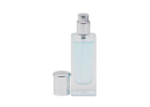 Quality Portable Square Perfume Spray Bottle Transparent Flat Shoulder 30ml Glass wholesale