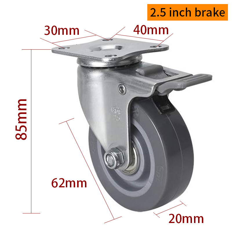 PP Core Mini Caster Wheels Rigid 2.5 Inch Swivel Casters 2625P-76