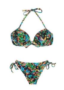 Quality Black Balconette Top Bikini Featuring Multicoloured Flowers - Reality Flower Balconet wholesale