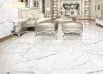 Super White Carrara Polished Porcelain Tile , Ceramic Marble Floor Tiles