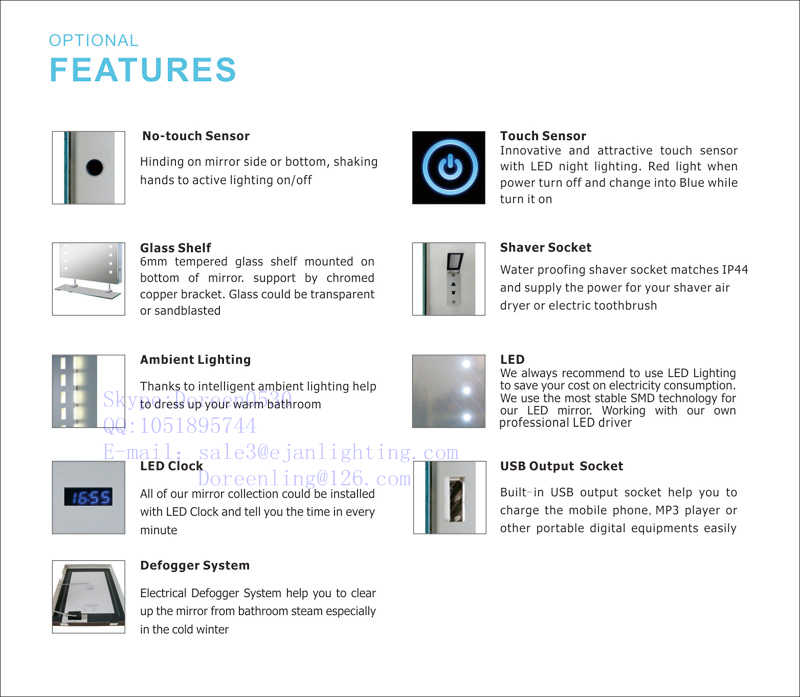 Square Wall Mounted Fog Free Shower Magnifying Mirror With Light Mirror Size 500x700mm