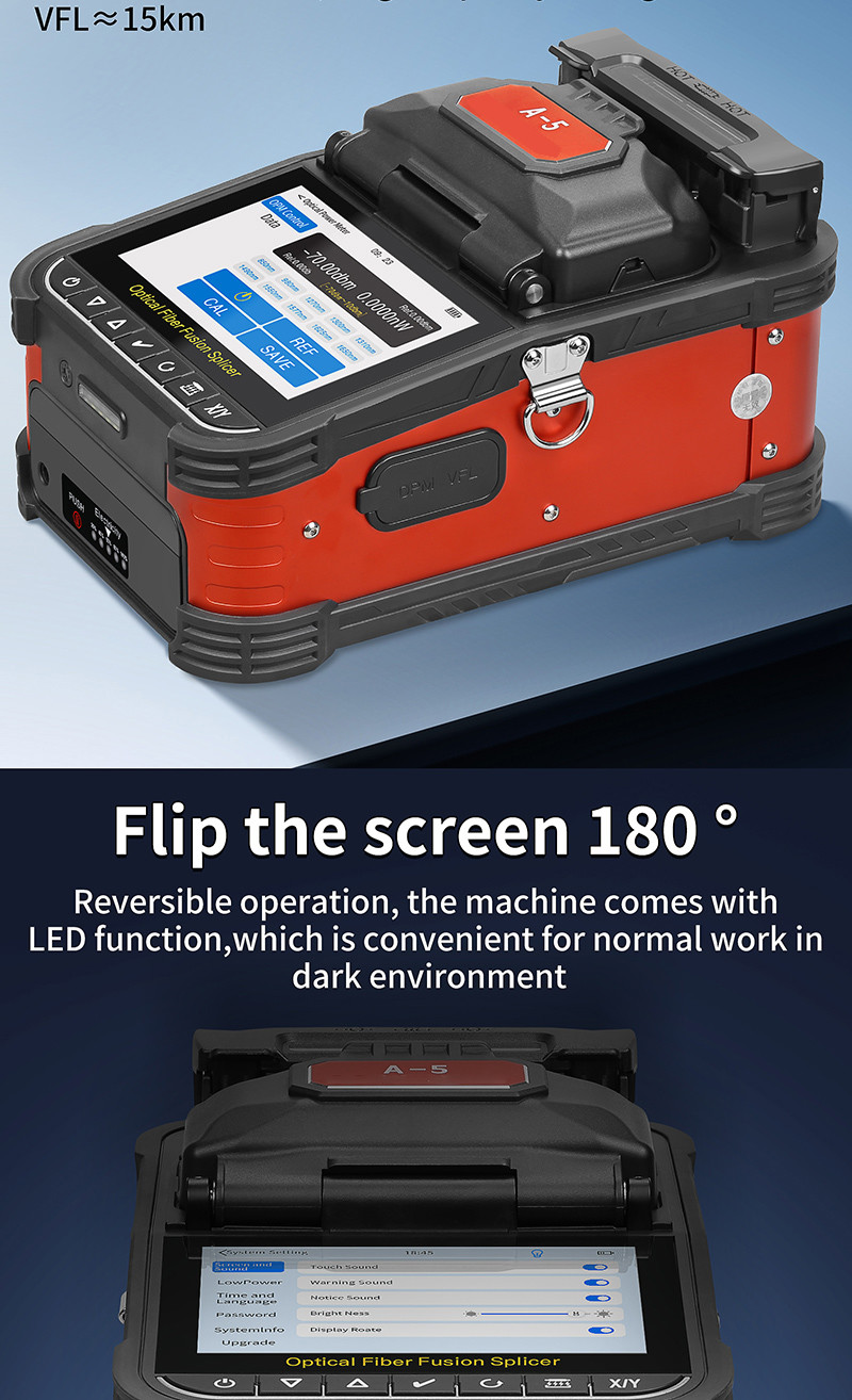 FONGKO A-5 Optical Fiber Fusion Splicer 6 Motor Fiber Core Alignment for Fiber Optic Splicing Machine