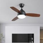 42 Inch 3 Leaf Solid Wood Blade Ceiling Fan Decorative Modern Luxury Supports