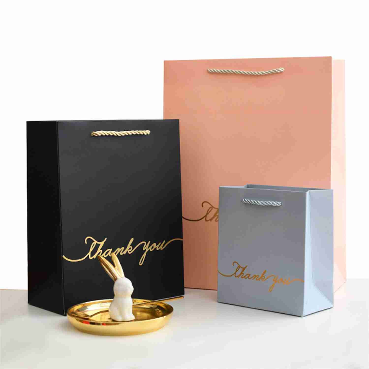Customize Design Black Small Thank You Shopping Paper Bag For Small Things