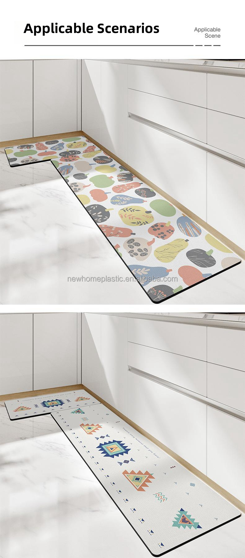 Medium Thickness Reversible Cartoon PVC Kitchen Mat for Non-Slip Floor Protection