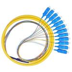 SC / UPC 12 Core Fanout Fiber Optic Pigtail Single Mono Mode 1.5m