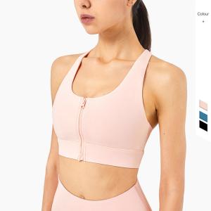 Quality Front Zipper Womens Sports Bra Shockproof High Impact Racerback Tops wholesale