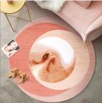 Pink Cartoon Fish And Abstract Animal Pattern Carpet Living Room / Hotel Carpet