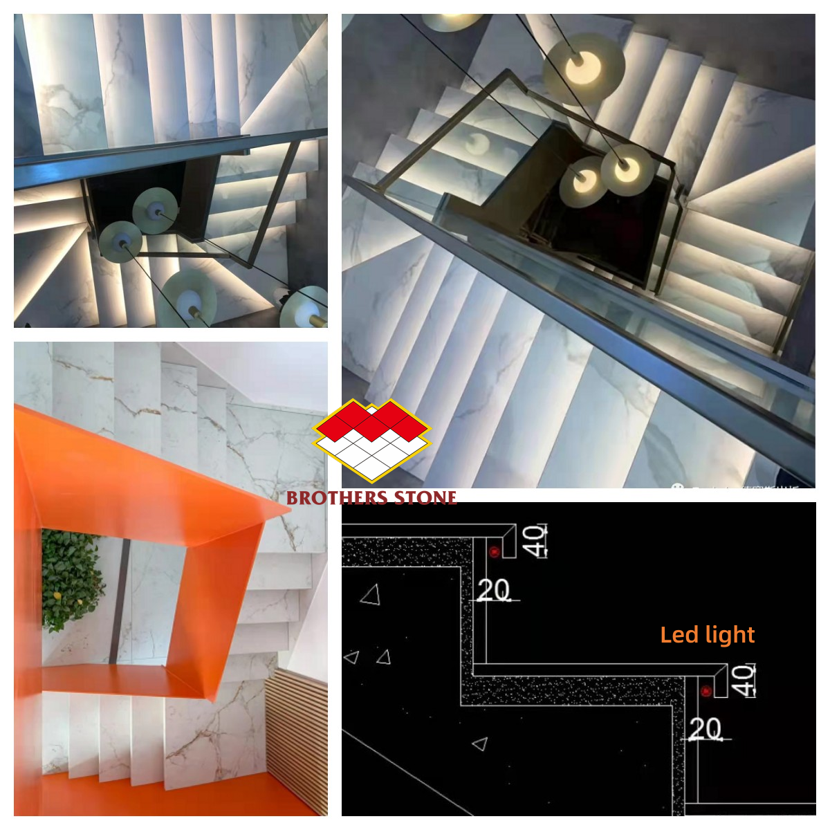 Easy Installation Luxury White Stone Volakas Marble Staircase for Hotel Decoration