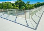 Tempered Glass Stainless Steel Glass Railing Floor - Mounted Brushed Treatment