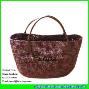 Quality LUDA ladies raffia straw bag crocheting dark brown raffia tote bag wholesale