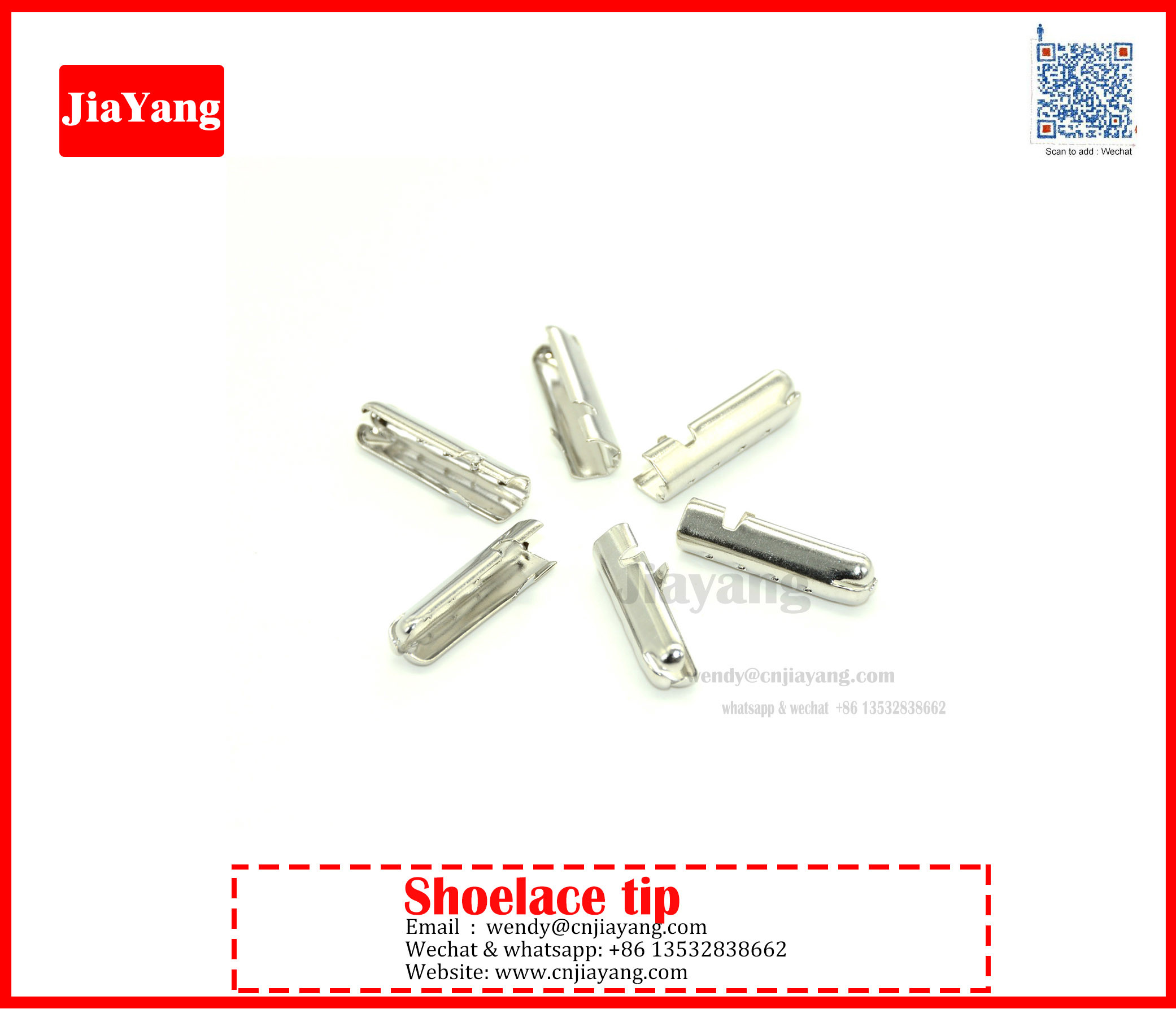 Jiayang metal aglet for end of shoelace drawstring garment