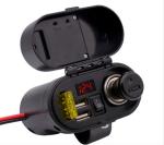 ABS Black 3A 4 In 1 Motorcycle USB Charger OEM 1 Meter Wire