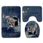 Pets Universal Toilet Lid Cover Bathroom Mat 3 Piece Set Non Slip