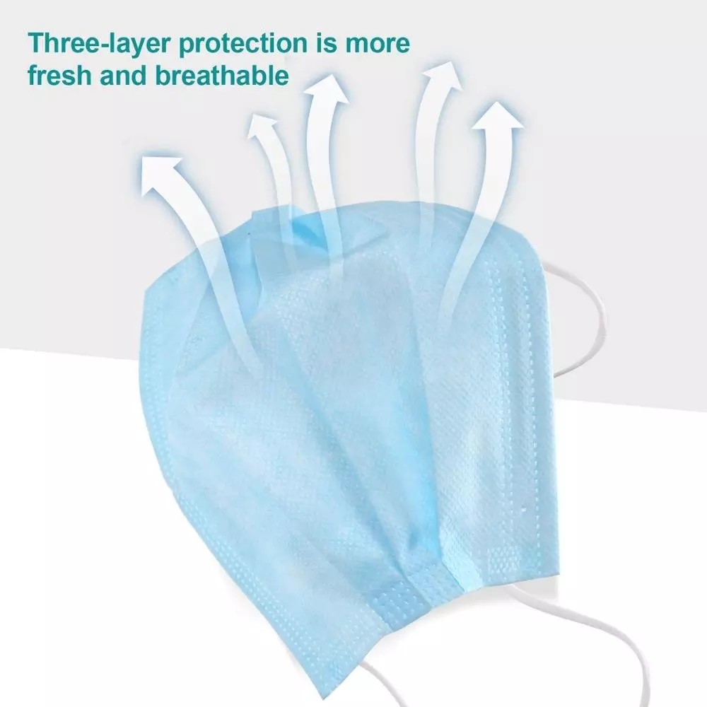Hygienic Disposable Respirator Mask , 3 Ply Non Woven Fabric Mask