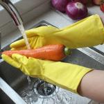 Durable Flock Lined Rubber Gloves Comfortable Non Slip Design 35g-80g