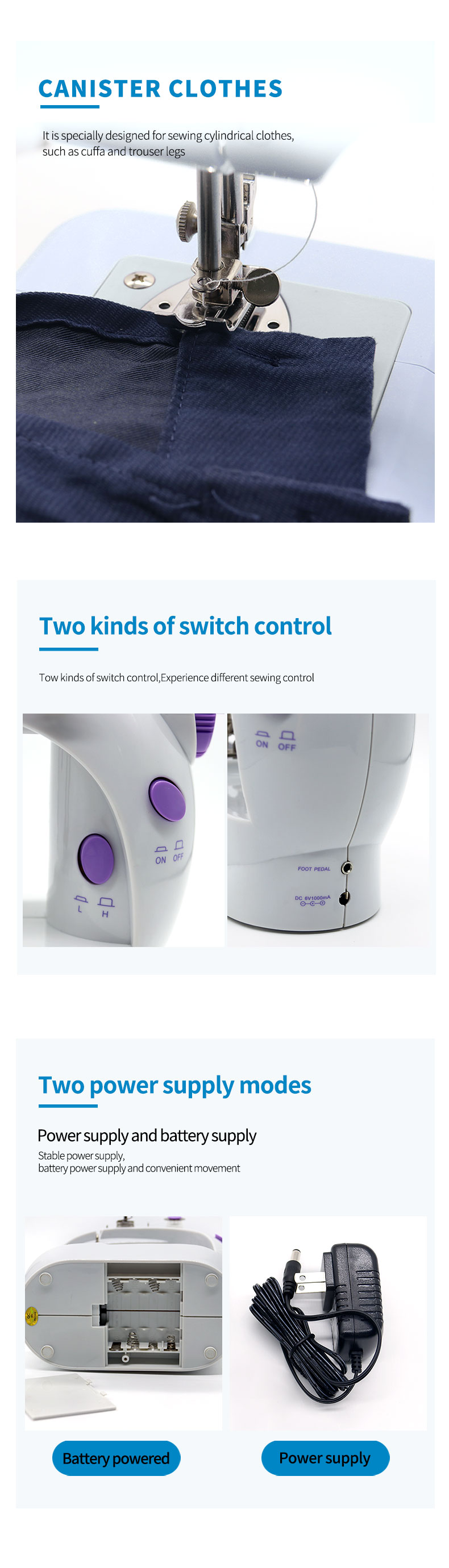 Lock Stitch Formation Multi-function Mini Electric Sewing Machine for Cloth UFR-2022