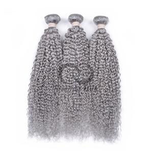 Quality Grey Kinky Curly Remy Human Hair Bundles Sew In Weave Bundles Brazilian Bundle Deals wholesale