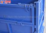 Industrial Steel Folding Stacking Rack System , Blue Steel Turnover Box