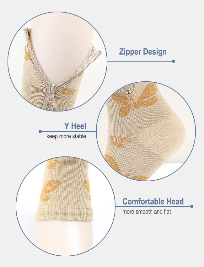 Anti Slip Compression Leg Socks Venous Pressure Socks Zipper Compression Socks