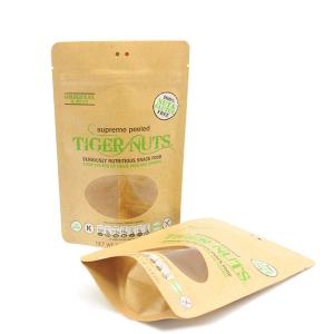 Quality ODM Biodegradable Stand Up Pouches Zipper Top Kraft Window Bags wholesale